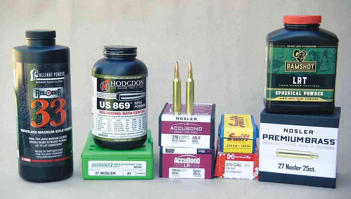 To develop handload data, Brian selected Redding dies. Slow burning powders, such as Alliant RL-33, Hodgdon US 869, Ramshot LRT and others are necessary to duplicate factory load velocities.